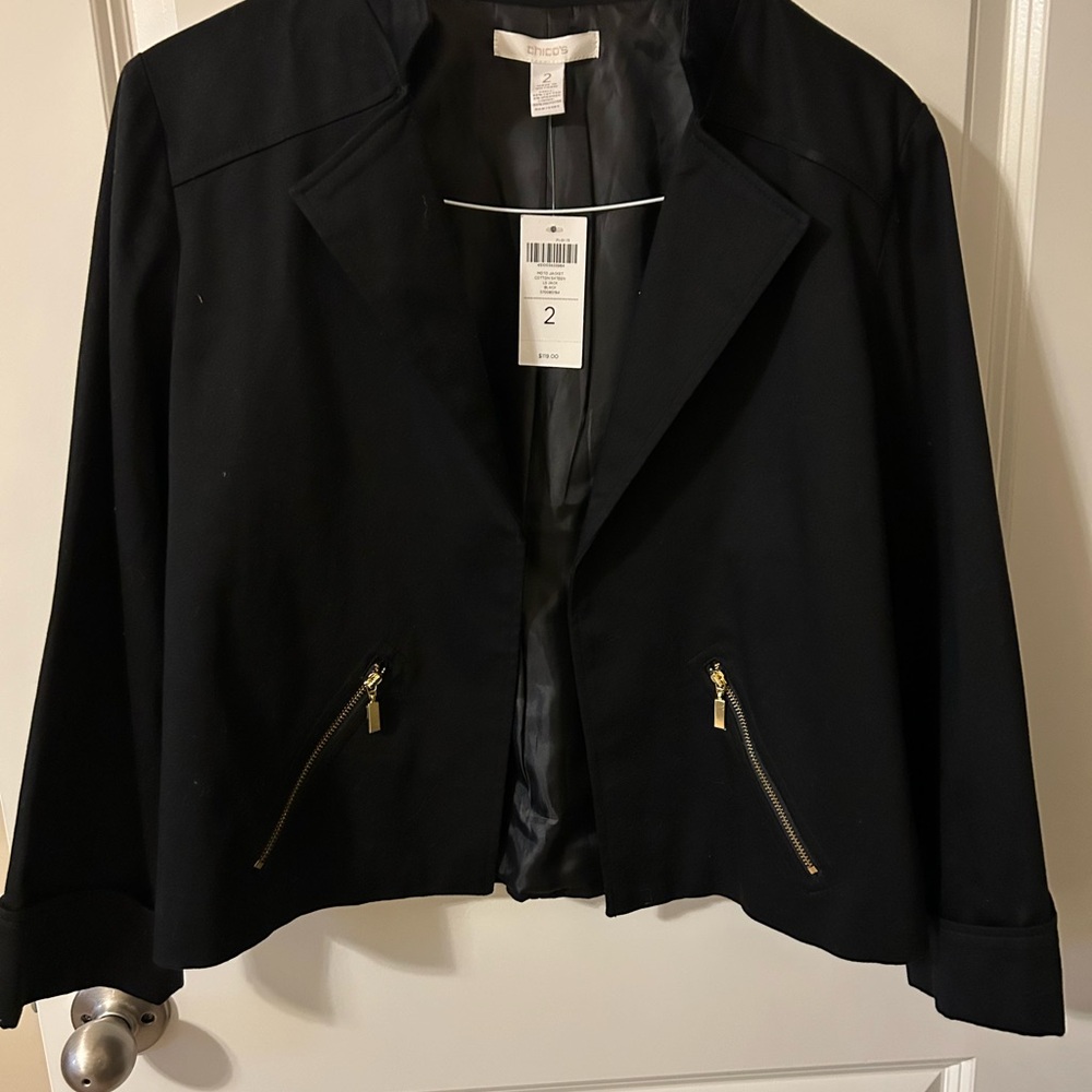 Chico's Black Blazer with Gold Accents